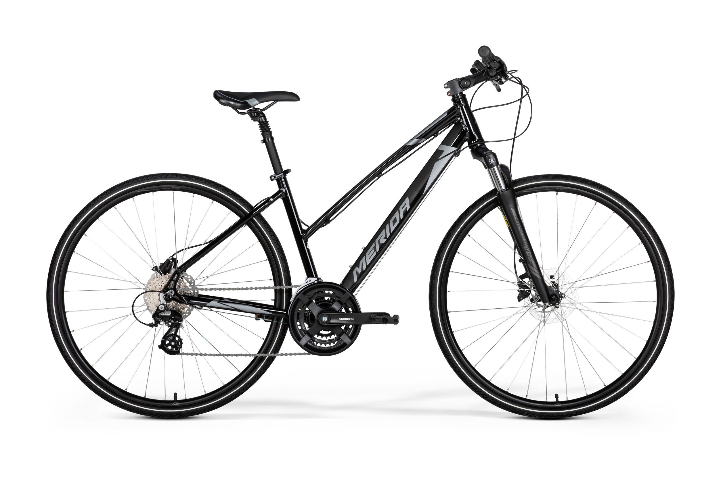 Rower Merida CROSSWAY 15-D LADY S(46CM)GLOSSY BLACK[MATT SILVER] 