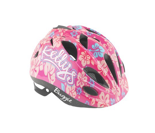 Kask-rowerowy-BUGGIE-pink flowers-dziecięcy