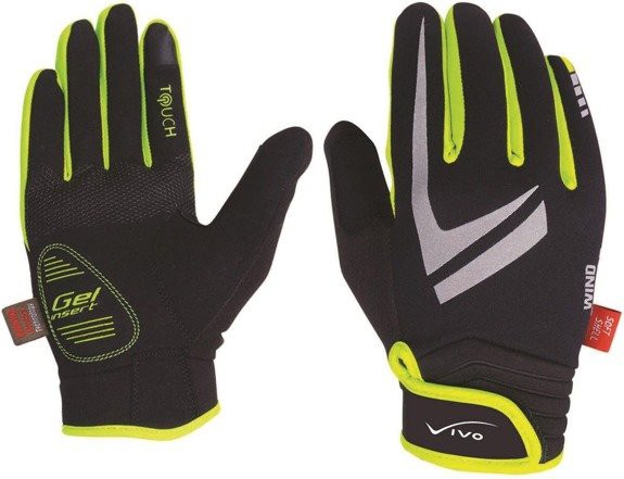 CIEPŁE RĘKAWICZKI ROWEROWE VIVO SB-02-1509D - L czarno-limonkowe