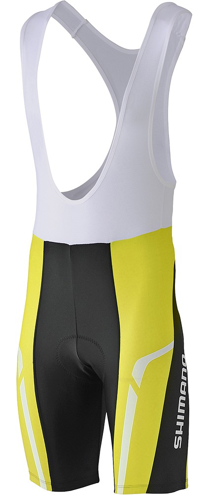 Spodenki rowerowe SHIMANO PRINT BIB z wkładką żółte