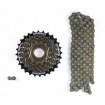 Zestaw Wolnobieg SHIMANO 7 rzędów + łańcuch KMC Z7